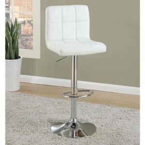 White Faux Leather Seat Bar Stool
