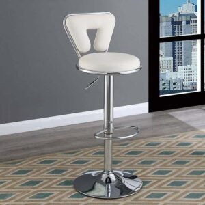 White Modern Adjustable Barstool