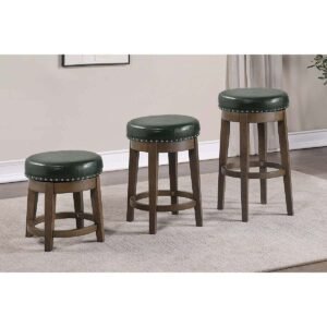 Olive Green Swivel Stool Set