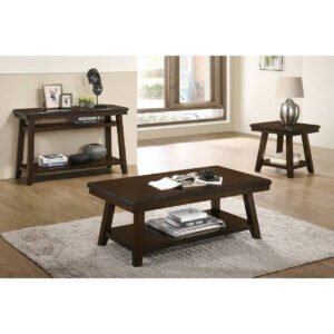 3 Pcs Dark Espresso Table Set