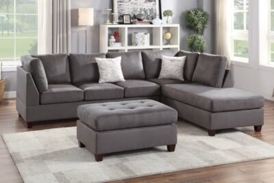 3 Pcs Grey Sectional w/Ottoman