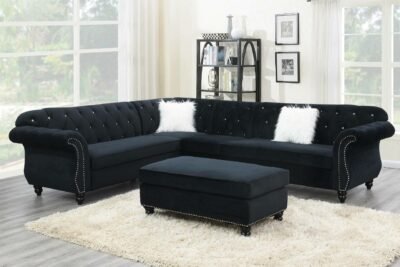 4 Pcs Black Sectional w/XL Ottoman