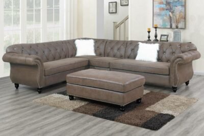 4 Pcs Dark Coffee Sectional w/XL Ottoman
