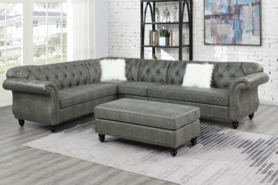 4 Pcs Slate Grey Sectional w/XL Ottoman