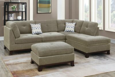 3 Pcs Camel Sectional w/Ottoman 