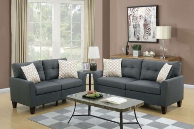 2 Pc Charcoal Sofa Set