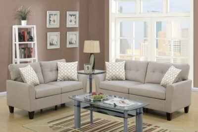 2 Pc Beige Sofa Set