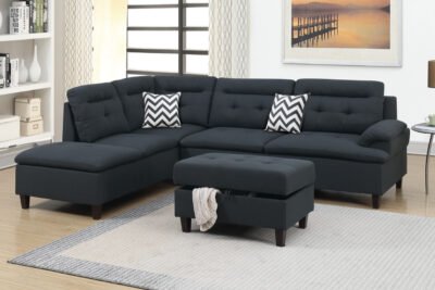 3 Pcs Black Sectional 