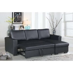 2 Pc Black Convertible Sectional