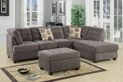 2 Pc Charcoal Sectional w/ Ottoman Set