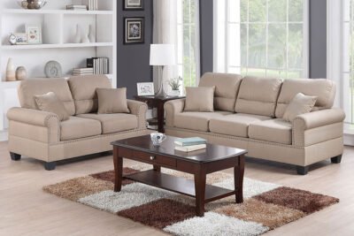 2 Pc Sand Linen Sofa Set