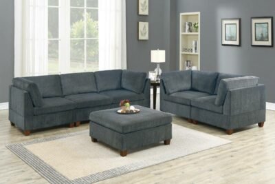 6 Pcs Grey Sectional Sofa Set