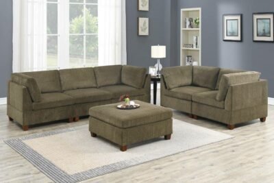 6 Pcs Tan Sectional Sofa 