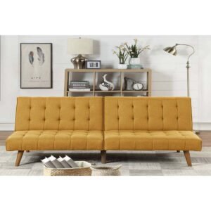 Mustard Button Tufted Adjustable Sofa