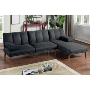 Black Adjustable Sofa with Chaise