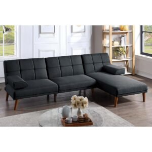 Black Modern Adjustable Sofa with Chaise