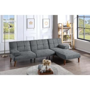Blue Grey Modern Adjustable Sofa with Chaise