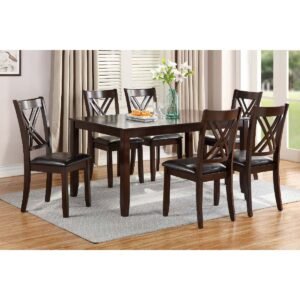 7 Pcs Rectangular Espresso Dining Set