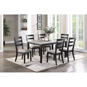 7 Pcs Wood Top Dining Set
