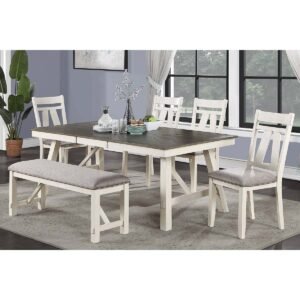 Grey Seat Cushion Dining Bench