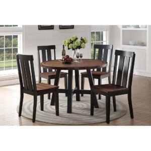 Dark Brown Wooden Dining Table Set