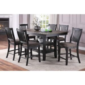 Dark Coffee Counter Height Table Set