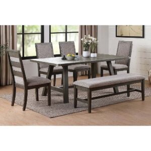 Grey Wooden Dining Table Set