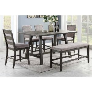 Grey Wooden Counter Height Table Set