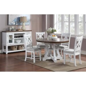 Crafted Wooden Round Dining Table Set