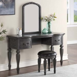 Large Grey Vanity Set W/ Stool