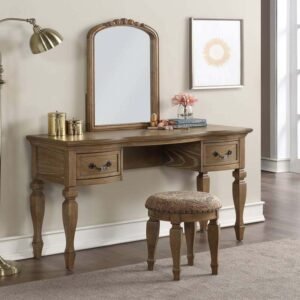 Large Antique Oak Vanity Set W/ Stool