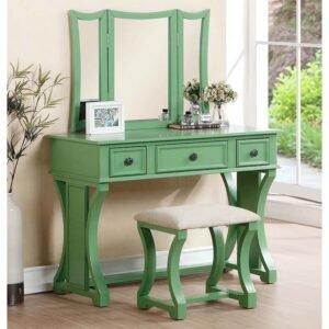 Apple Green Vanity Set W/ Stool