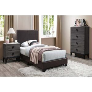 Brown Youth Faux Leather Bed Set