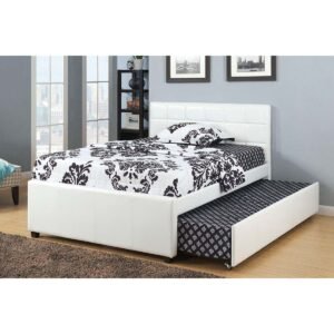White Bed with Trundle