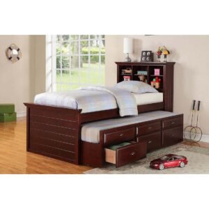 Dark Cherry W/Slats +Trundle Twin Bed