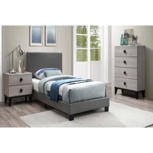 Grey Youth Faux Leather Bed