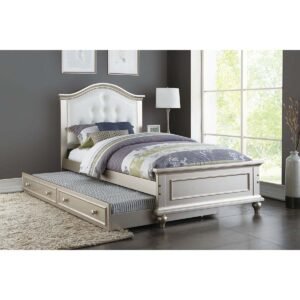 Two-Tone White Twin Size Bed with Trundle