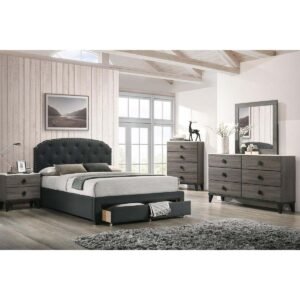 Charcoal Bed with Underbed Drawers