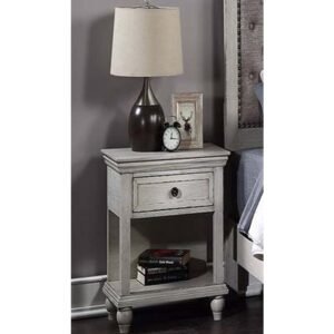 Antique White Wood Nightstand