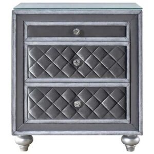 Modern Grey 3-Drawer Nightstand