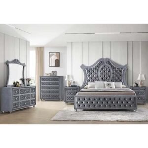 5pc Grey Elegant Arched Bed Set