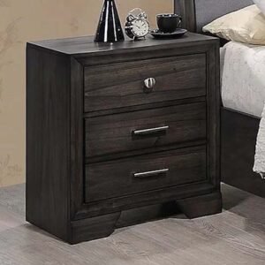 Gorgeous Dark Wood Finish 3-Drawer Nightstand