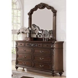 Dark Walnut Cherry Pine Wood Dresser