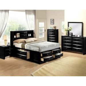 5pc Modern Black Storage Bed Set
