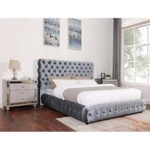 Flory Grey Upholstered Bed
