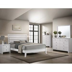 5Pc Contemporary Casual White Bed Set