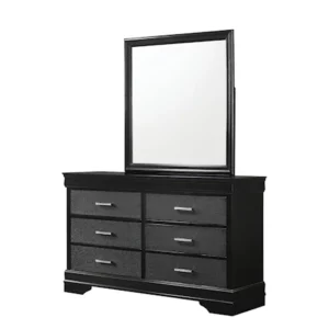 Black Textured 6 Drawer Dresser