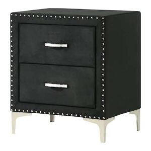 Luxurious Black 2-Drawer Nightstand