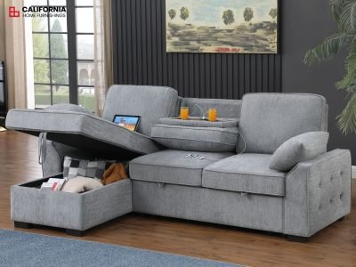 PR2023BI5970 A81441 Mackenzie 91W Light Gray Chenille Fabric Reversible Sleeper S IMD ink