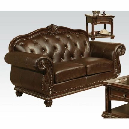 Espresso Top Grain Leather Match Loveseat